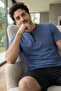 Midnight Steel Elegant Men's Pajama Set with Pat Detail on Shorts - 3