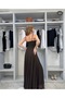 Women's Brown Strappy Lined Maxi Dress - 4