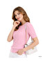 Pink Short Sleeve Crew Neck Slim Fit Women's Sweatshirt