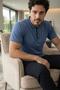 Midnight Steel Short Sleeve Elegant Men's Pajama Set with Placket Detail - 3