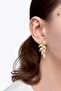 Stylish Leaf Earrings with Zircon Stones - 2