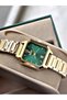 Gold Color Minimal Square Model Classic Women's Wristwatch + Bracelet as a Gift