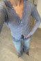 Cardigan with Lace Details on the Collar and Sleeves - Blue - 5