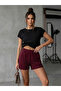 Burgundy Relaxed/Comfortable Fit Short Stretch Knit Shorts & Bermuda