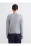 Gray V-Neck Women's Knitwear Cardigan - 4