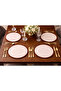 Light Brown Piping Premium Washed Linen Round American Service Set of 2 33cm Diameter - 3
