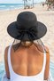 Women's Straw Hat with Ribbon Detail Wide Brim Summer Beach Sun Hat Stylish Design - 2
