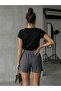 Anthracite Gray Relaxed/Comfortable Fit Short Stretch Knit Shorts & Bermuda - 2