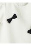 White Crew Neck Bowknot Tweed Dress for Girls - 5