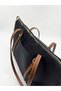 Carmen Large Volume Tan Strap Women's Shoulder Bag Black - 4
