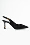 Luna Black Open Back Thin Heeled Shoes