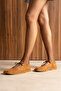 Bella Lace Detailed Tan Suede Genuine Leather Ballerinas - 4