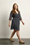 Plus Size V-Neck Half Sleeve Lined Tulle Dress with Lycra Detail - 6