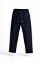 Dark Blue Boys' Jogger Pants with Side Pockets, Diagonal Pique Fabric, for Ages 8-12 - 2