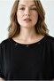 Plus Size Collar Sleeves Shoulder Detail Perforated Lycra Viscose T-Shirt - 5