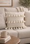 Bohemian Pillowcase & Punch Tassel Throw Pillow Cover & Raw Linen Decorative Throw Pillow