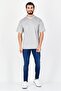 Men Crew Neck Short Sleeve Stripe T-Shirt, Grey - 4