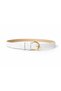 Women's White Faux Leather Belt with Gold Buckle Stylish Minimal Casual & Classic - 2