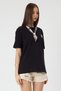 Cotton Relaxed Fit T-Shirt with Embroidery and Shawl Detail # 8364 - 7