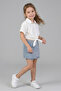 Girl's Denim Shorts Skirted Front-Tie Shirt Set - 3
