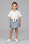 Girl's Denim Shorts Skirted Front-Tie Shirt Set