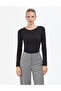 Black Slim Fit Knitted Blouse 50317061-Vr046