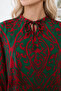 Plus Size Women's Tunic – Floral Pattern, Loose Fit, Tie Collar - 6