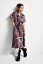 Burgundy 100% Cotton Patterned Belted V-Neck Poplin Dress Model Code: 40H2Dv0C3Burgundy