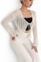 White Lace-Like Knit Tie-Detail Cotton Women's Cropped Cardigan - 4