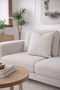2-Piece Linen Look Cushion Cover with Zipper Modern Decorative Pillowcase Ecru - 2