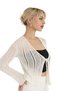 White Lace-Like Knit Tie-Detail Cotton Women's Cropped Cardigan