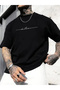 Printed Oversize Crew Neck T-Shirt - Black