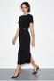 Women's Black Belted Crew Neck Pencil Dress 0573 60286014 - 3