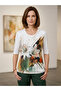 Women's Plus Size Lycra Crew Neck Floral Pattern Short Sleeve Mom T-Shirt Combed Cotton Blouse
