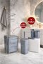 Hgy Home Chrome Refillable Wc Paper Holder and Marble Patterned Square 6 Piece Bathroom Set - 3