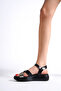 Black Silver Detailed Genuine Leather Sandals Bp31My58E - 8