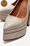 Genuine Leather Beige Leather Double Platform Special Design High Heeled Women's Shoes Rigelde - 3