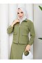 Alina Zippered Suit with Stone Buttons and Skirt - 6