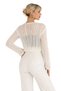 White Lace-Like Knit Tie-Detail Cotton Women's Cropped Cardigan - 2