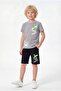 Boy's Trend X Printed White T-Shirt Black Shorts Set