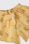 Girl's Floral Patterned Muslin Yellow Short Skirt - 3