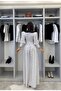 Women's White Polka Dot Maxi Dress with Decorative Buttons and Baby Collar - 3