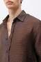 Textured Oversized Shirt Brown - 6