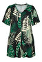 Plus Size V-Neck Short Wide Sleeve Pleated Front Stretchy Fabric Tunic T-Shirt - 7