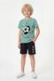 Round Neck T-Shirt and Capri Pants Football Print Detailed Boys' Summer Set