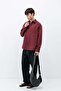 Modal fabric striped oversize shirt burgundy - 3