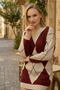 Women's Burgundy Patterned Knitwear Dress