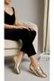 24214 Stoned Genuine Leather Flat Sole Ballerina Loafer Moccasin Shoes