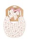 -Ava Baby Bib and Ribbon Bow Set - Dark Pink Flower Print - Cream -0Y - 4Y