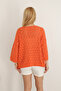 V-Neck Half Capri Sleeves Openwork Hollowed Out Geometric Honeycomb Pattern Spring Summer Knitwear Cardigan - 2